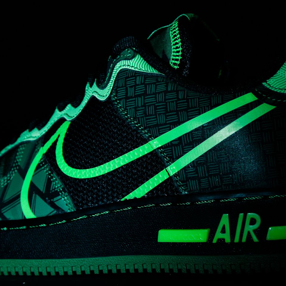 แนะนำรองเท้าสนีกเกอร์ Nike Air Force 1 React Qs สุดเท่ ลายดำเขียว ได้รับแรงบันดาลใจในการออกแบบมาจากนินจา