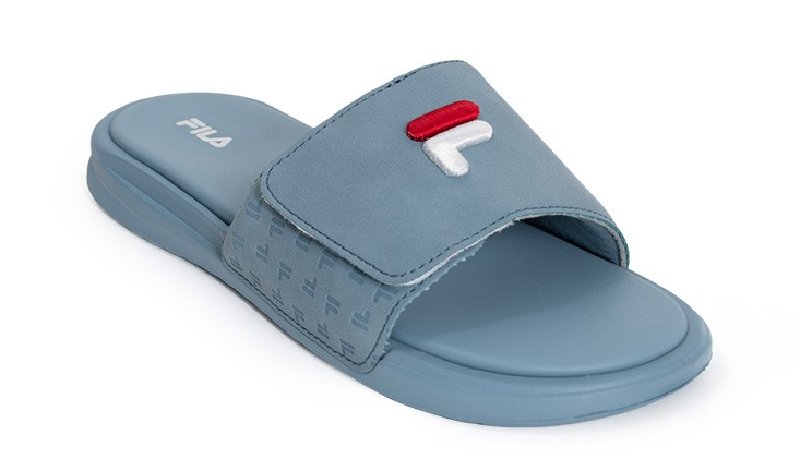FILA United Velcro รองเท้าแตะสไลด์ โดดเด่นด้วยอัปเปอร์ผลิตจากวัสดุสังเคราะห์